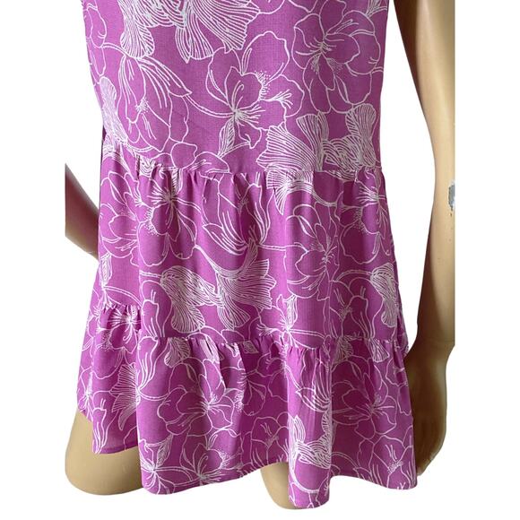 Cynthia Rowley Floral Sleeveless Keyhole Neck Tiered Tunic Top Size Small - Picture 6 of 8